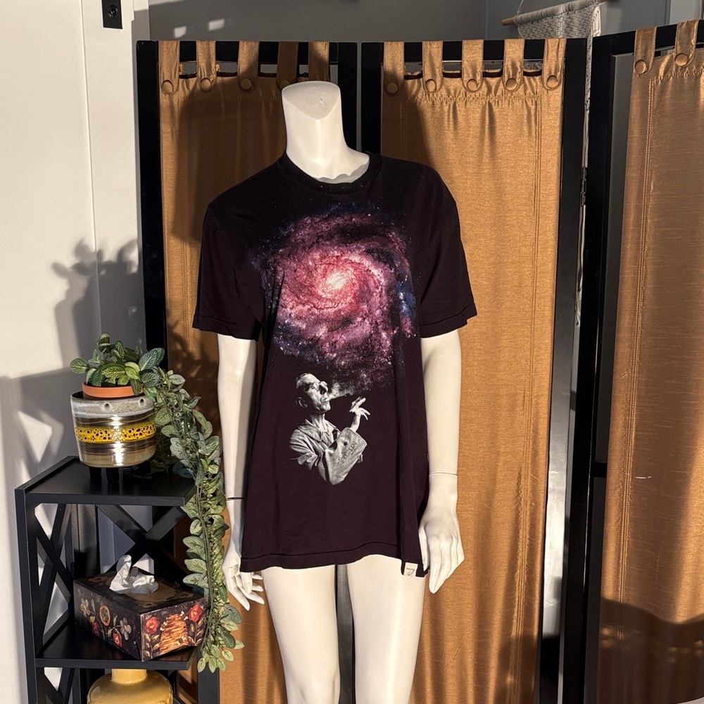 Galaxy Print Black Short Sleeve Tee